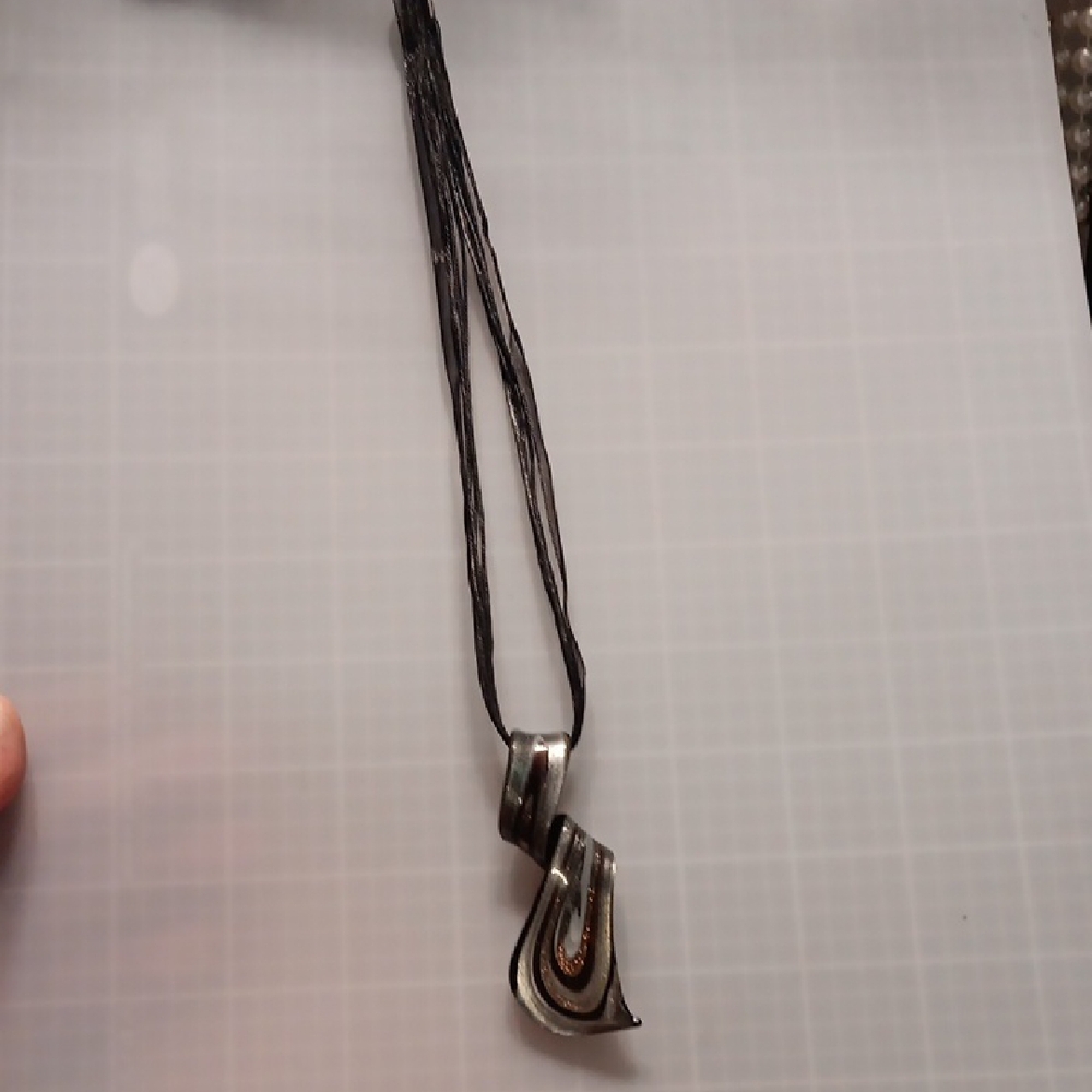 Silver and Black Pendant Necklace